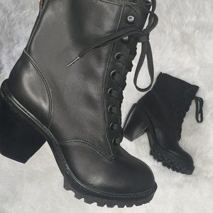 Kelsi Dagger Lace Up Heeled Combat Boots Black Size 6.5